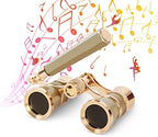 Aomekie Opera Glasses Binoculars 3X25 Theater Glasses Mini Binocular Compact with Handle for Adults Women in Musical Concert（Gold）