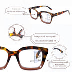 HIYANJN 3 Pack Progressive Multifocal Reading Glasses for Women Men Oprah style Blue Light Blocking Spring Hinger Readers 1.50
