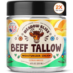 Beef Tallow for Skin - Moisturizer Cream - 100% Grass Fed - Whipped Beef Tallow - Organic Jojoba Oil - Organic Shea Butter - Supports Eczema, Rosacea+ - Made in USA - Citrus Breeze - 4 oz