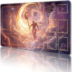 MTG Playmat with Zones Magic Card Playmat Game Mat,TCG & CCG Card Games Mat with Free Storage Bags Size 24 x 14 Inches (with Zones,God)