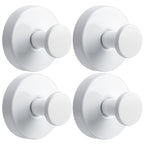 Fenas Suction Cup Hooks for Shower No-Drill Bathroom Hooks for Towels, Robes, Loofah Mountable on Bathroom Walls, Kitchen, Glass, Mirrors, Tile and Smooth,Non-Porous Surfaces (4, White)