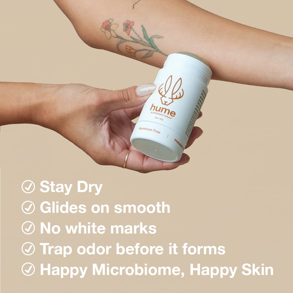 Hume Supernatural Aluminum Free Deodorant for Women & Men - Probiotic and Plant-Based, Long-Lasting Moisture Absorbing - Clean and Effective (Out West - 2-Pack)