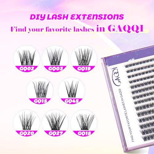 GAQQI Lash Clusters, GQ03 False Eyelashes DIY Lash Extensions C Curl 168PCS Cluster Lashes 14MM, Wispy and Natural Lash Wisps (GQ03,14mm,C Curl)