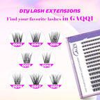 GAQQI Lash Clusters, GQ03 False Eyelashes DIY Lash Extensions C Curl 168PCS Cluster Lashes 14MM, Wispy and Natural Lash Wisps (GQ03,14mm,C Curl)