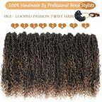Boho Passion Twist Crochet Hair Passion Twist Hair Pre Looped Goddess Crochet Twists Bohemian Crochet Braids With Curly Ends Boho Braids Crochet Hair For Women (14 Inch (Pack of 8), 1B/27)