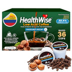 Healthwise Low Acid Hazelnut Decaf Coffee K-Cups - Chemical- Free Swiss Water Process, 99.9% Caffeine Free, 100% Colombian Coffee- Medium Roast, Healthier Coffee for Sensitive Stomachs, 36 Count (Pack of 1)