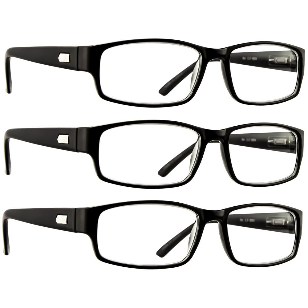 TruVision Readers Reading Glasses - 9504H - 3 Pack - Black - 1.50