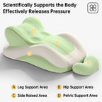 Butt Cushion for Couples - Memory Foam Support Pillow for Women, Sitting and Lying. Ideal for Waist, Neck, and Multi-Position Comfort at Home. Modern Simple Style Pillowcase (Green)
