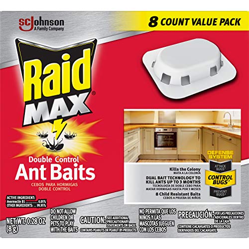Raid Max Double Control Ant Baits, Household Use Defense System to Control Bugs, Dual Bait Technology 0.28 Ounce (Pack of 2)
