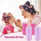 WILLBOND 4 Pcs Long Hair Rollers for Bangs Aluminum Core Curlers Thermal Self Grip Roller for Long and Medium Hair Women Hairstyle(4.7 x 2 Inch,Rose Red, Purple)