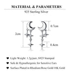 SLUYNZ 925 Sterling Silver Tiny Moon Star Earrings Studs for Women Teen Girls Small Moon Studs Earrings Star Drop (A-Silver)