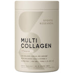 Sports Research® Multi Collagen Protein Powder - Food Sourced Collagen Peptides (Type I, II, III, V, X) with Hyaluronic Acid + Vitamin C - Gluten Free · Non-GMO · 30 Servings (Unflavored)