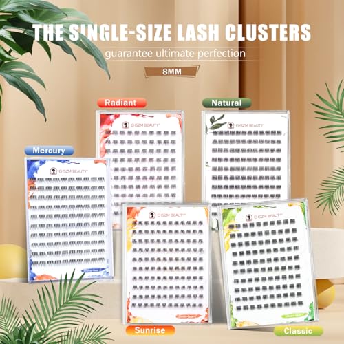 Upgraded,Natural Lash Clusters 8mm C Curl with No Plastic Feel,Cluster Eyelash Extensions Wispy, Ultra-Soft Individual Lashes with Thin Band,long-lasting and New comfort,Radiant Style [Ehszm Beauty]