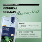 Mediheal Dermaplus Heartleaf Mask (10 Counts) - Daily Vegan Mask for Soothing Skin with Panthenol & Hyaluron, Korean Self Skin Care Sheet Mask