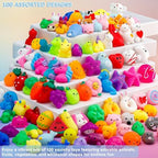 100 Pack Mochi Squishy Toys, Party Favors for Kids 4-8-12, Classroom Birthday Xmas Gifts Treasure Box Prizes Goodie Bag Stuffers, Mini Squishy Fidget Toys, Carnival Prizes in Bulk