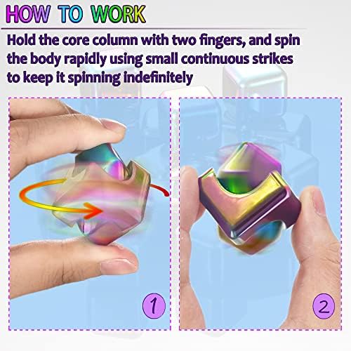 2pc Fidget Spinner Toys Cube Adults, Easter Basket Stuffers for Teens Metal EDC Cool Desk Gadgets Office Toys Small Anxiety Figette Sensory Toy, ADHD Tool Fingears Figet Stress Valentine Gift for Boy