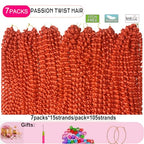 Red Passion Twist Hair, 30 Inch 7 Packs Water Wave Crochet Hair,Wrap Braiding Hair For Passion Twist Crochet Hair/Butterfly Locs/Spring Twist Crochet Braids Boho Hair Extension (30in,Red#)