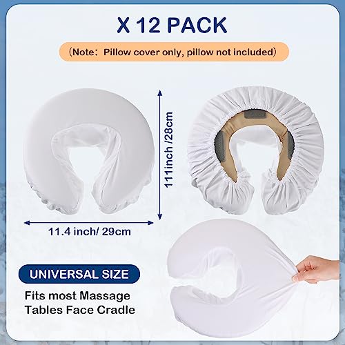 Tatuo 12 Pcs Face Cradle Covers for Massage Head Rest Microfiber Reusable Soft Thicker Massage Table Face Covers Oil Proof Headrest Cradle Sheets for Spa Beauty(White)