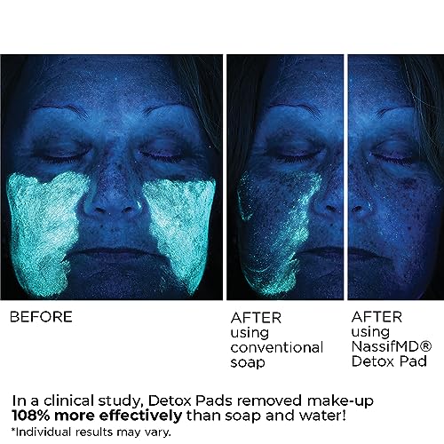 NassifMD Detox Pads Facial Radiance Pads, Glycolic Acid Pads, Witch Hazel Toner, Face Exfoliating Pads Salicylic Acid Wipes, BHA AHA Pads, Resurfacing Pads for Face (30 Count or 60 Count)