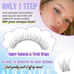ALICE Self Adhesive Eyelashes Natural Self Adhesive Lash Clusters No Glue Needed Wispy Reusable Press on Lashes Pre-Glue 10-12mm 120pcs C Curl DIY Eyelash Extensions Kit with Lash Tweezers
