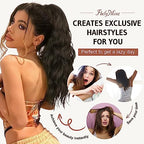 Flufymooz Ponytail Extension, 18 Inch Claw Clip Ponytail Extension, Wavy Curly Claw Clip in Ponytail Hair Extensions, Fake Ponytail Synthetic Hairpiece for Women (Honey Blonde with Blonde Highlights)