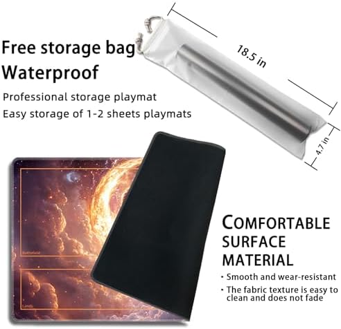 MTG Playmat with Zones Magic Card Playmat Game Mat,TCG & CCG Card Games Mat with Free Storage Bags Size 24 x 14 Inches (with Zones,God)