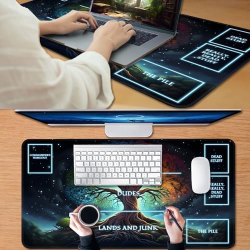 for MTG Game Playmat, for Magic TCG Rubber Play mat,Tabletop Card Playmats with Smooth Surface,Trading Card Inked Game Mat with White Zones,Battle Game,Galaxy Art Tree