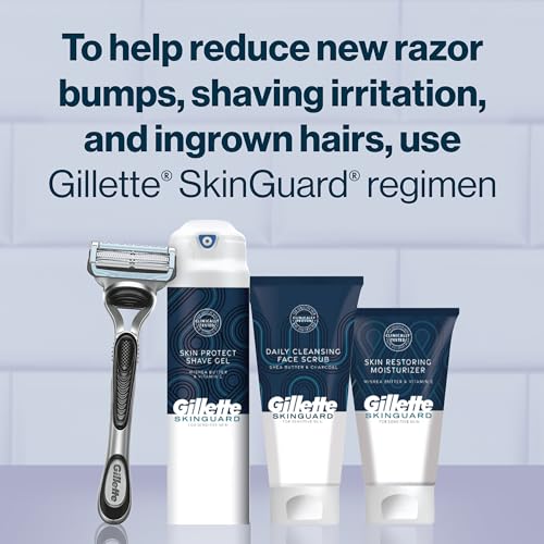 Gillette SkinGuard Razors for Men, 1 Razor Handle and 2 Razor Blade Refills, Designed for Men with Sensitive Skin, Razor Bumps, and Shaving Irritation