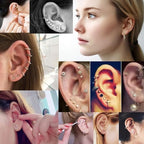 Ear piercing gun kit Reusable professional ear piercing gun kit, 24 surgical grade anti-sensitive piercing earrings, 10 cubic zirconia fashion earrings, 24 alcohol cotton sheets (silver)