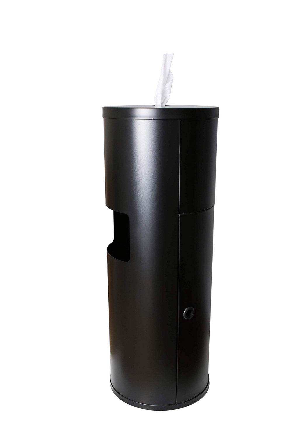 Monkey Movement Black Stainless Steel Floor Stand Wipe Dispenser with Built-in Trash Can - Fits Wipes on Rolls - Perfect for Fitness Clubs, Schools/Daycares, Commercial and Residential Facilities