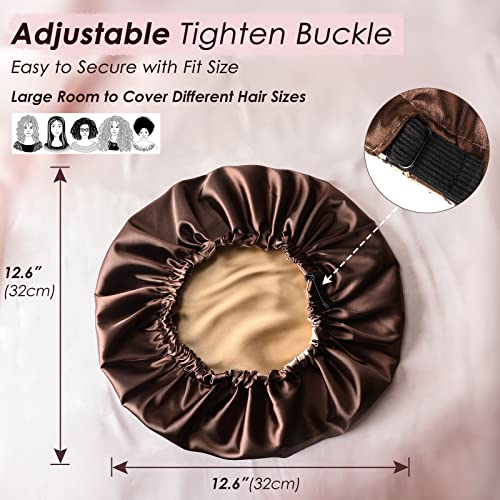 YANIBEST Double Layer Satin Bonnet Silk Bonnet Adjustable Hair Bonnet for Sleeping Hair Bonnets for Women Curly Natural Hair