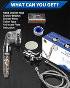 Luxsego Filtered Shower Head for Hard Water with Stop, High Pressure 4-Mode Shower Heads Built-in Power Spray to Clean Corner, Tub & Pets, Water Softener Handheld Shower to Remove Chlorine & Fluoride