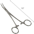 MABIS Precision Kelly Forceps Locking Tweezers Clamp, Silver, Curved, 5-1/2 Inch, 1 Count (Pack of 1)
