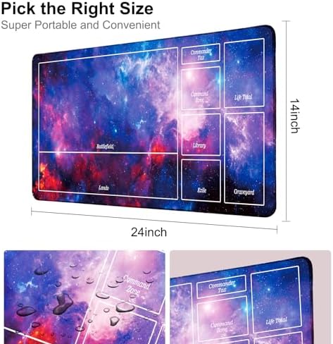 Stitched MTG Playmats for Magic The Gathering Play Mat with Tube Case for MTG Card Game Playing (Starry Zones)