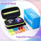 MAGICYOYO K2 Crystal Yoyo 2 Pack, Professional Responsive Yo Yo for Kids Beginner, Dual Purpose Yo yo with Unresponsive Bearing for Advanced +12 Yo-yo Strings+2 Holes Case(Gradient+Black)