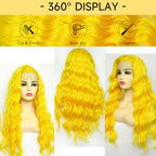Yellow Wig Human Hair 30 Inch 13x4 Yellow Lace Front Wig Human Hair Pre Plucked 200% Density Body Wave Yellow Human Hair Lace Front Wigs Colored Yellow Human Hair Wig for Women