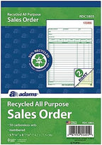 Adams Recycled All Purpose Sales Order Book, 2-Part Carbonless, White/Canary, 5-9/16 x 8-7/16 Inches, 50 Sets (RDC5805)