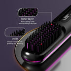 Go Brush Pro Hair Straightener & Curler 2-in-1 – Cordless Comb with Negative Ion, 4000mAh Fast Heating & Portable Travel Design, Rechargeable Brush for Straightening and Curling (1Pcs)