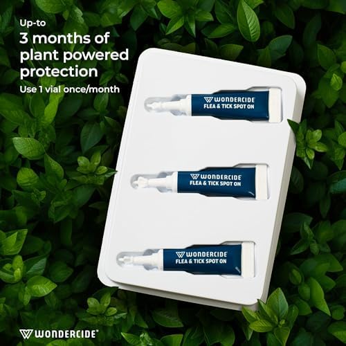 Wondercide - Flea & Tick Dog Spot On - Flea, Tick, and Mosquito Repellent, Prevention for Dogs with Natural Essential Oils - Up to 3 Months Protection - Large 3 Tubes of 0.17 oz