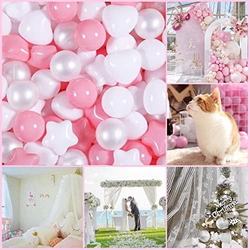 Pink Ball Pit Balls with Star Bals Heart Balls 100 - Crushproof Plasticballs for Babies Toddlers Kids Children for 1 2 3 4 5 Years Old,5 Colors,2.15inches