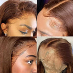 200% Density 13x4 Auburn Brown Body Wave Lace FrontWigs Chestnut Brown Colored Human HairWigs For WomenHD Transparent Lace FrontWig Human Hairwith Baby Hair(24 Inch,13x4 BrownLace Front Wig HumanHair)