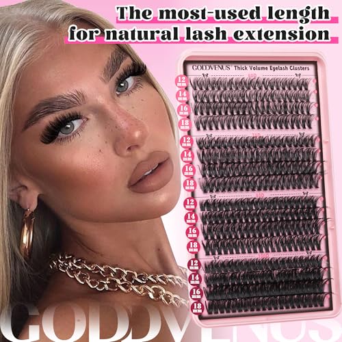Eyelash Clusters Kit 60+70+80+100D Individual Lashes 320Pcs 12-18mm Lash Extension Kit Wispy Eyelash Extension Kit Fluffy Volume Waterproof Cluster Eyelash Extensions Kit