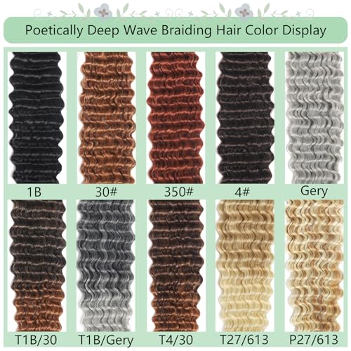 Curly Braiding Hair,30 Inch Deep Wave Braiding Hair,T27/613 Color Ocean Wave Crochet Hair for Black Women,6 packs Ombre Long Deep Wave Crochet Hair, Wavy Braiding Hair for Boho Braids