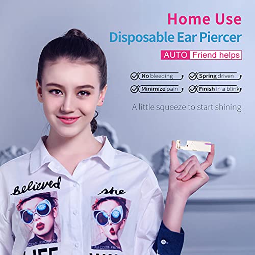 2PCS Disposable Ear Piercing Kit Ear Piercing Gun Self Use Ear Piercings Kit Cartilage Piercing Gun with Hypoallergenic Earrings(3mm,Silver)