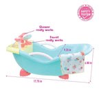 JC Toys - for Keeps Playtime! | Baby Doll Real Working Bath Set | Fits Dolls up to 16" | Shower and Faucet Really Work | Play Accessories | Ages 2+