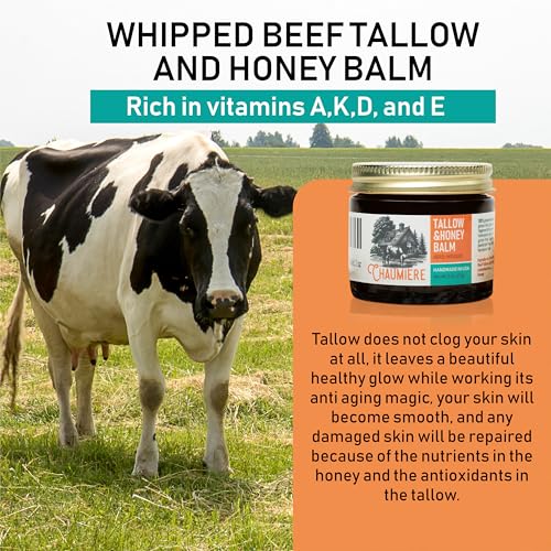 Herb Infused Organic Grass Fed Beef Tallow Honey Balm -Tallow Face Moisturizer - Whipped Tallow and Honey Balm - Raw Honey, Facial Lotion for Sensitive Skin - 2fl oz