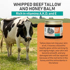 Herb Infused Organic Grass Fed Beef Tallow Honey Balm -Tallow Face Moisturizer - Whipped Tallow and Honey Balm - Raw Honey, Facial Lotion for Sensitive Skin - 2fl oz
