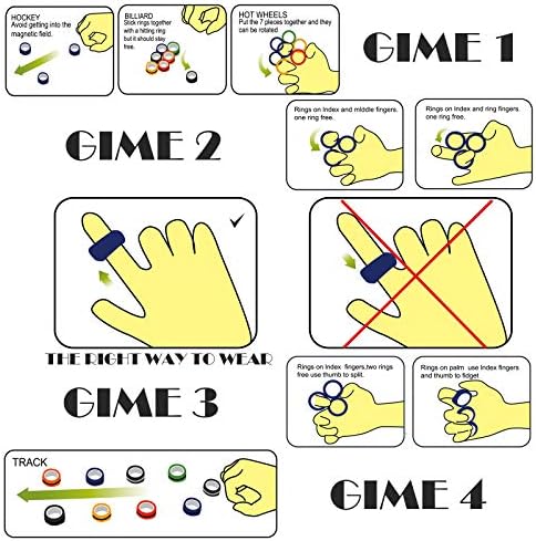 (6PCS) Magnetic Rings Fidget Toy Set, Idea ADHD Fidget Toys, Adult Fidget Magnets Spinner Rings for Anxiety Relief Therapy, Fidget Pack Great Gift for Adults Teens Kids