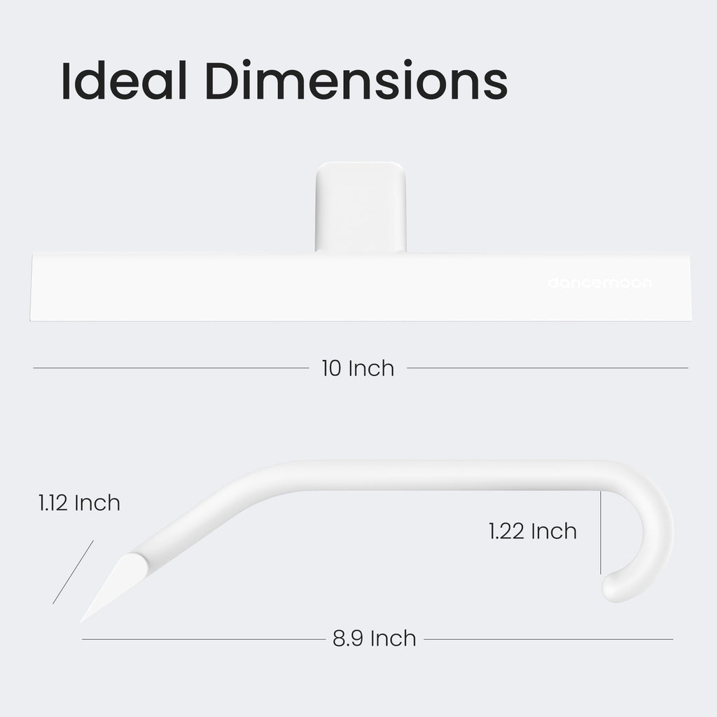 dancemoon JustHang Shower Squeegee with Built-in Hook, 10-Inch White