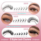 Focipeysa Wispy Lash Clusters 360pcs Eyelash Extension 30D 40D 50D Individual Lashes 9-16mm Mixed Eyelash Clusters Natural Lash Extensions with Lash Bond and Seal and Tweezers DIY Cluster Eyelashes